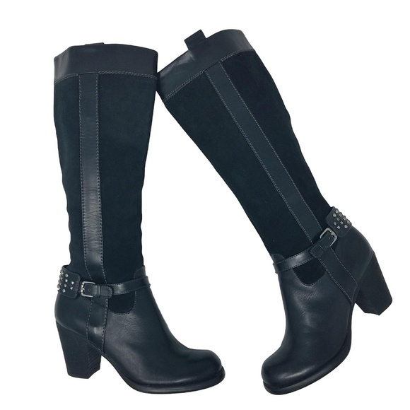 Naturalizer Shoes - Naturalizer Black Leather Stud Buckle Boots 6.5